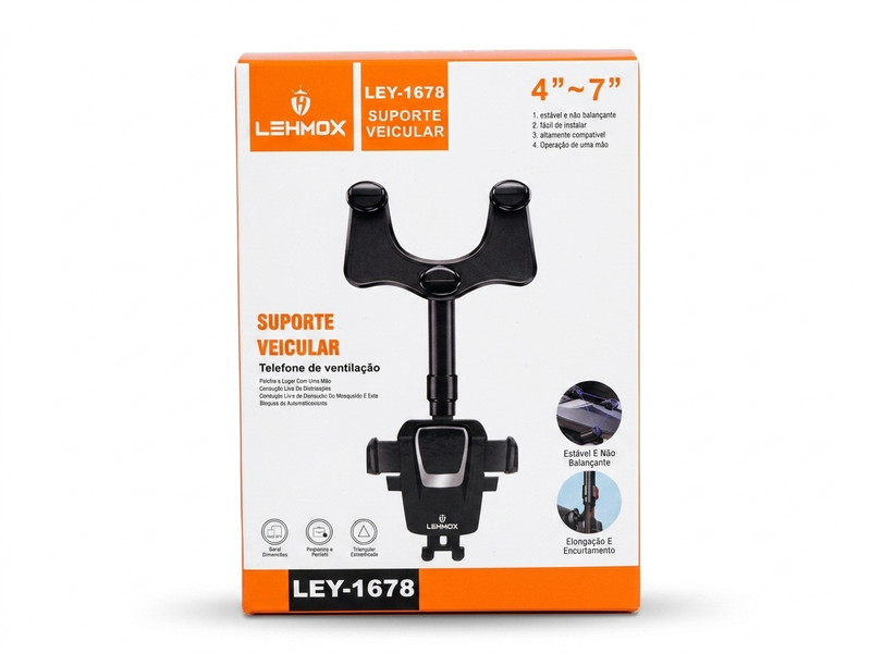 Suporte Celular Veicular Retrovisor Lehmox Ley-1678 Giro 360